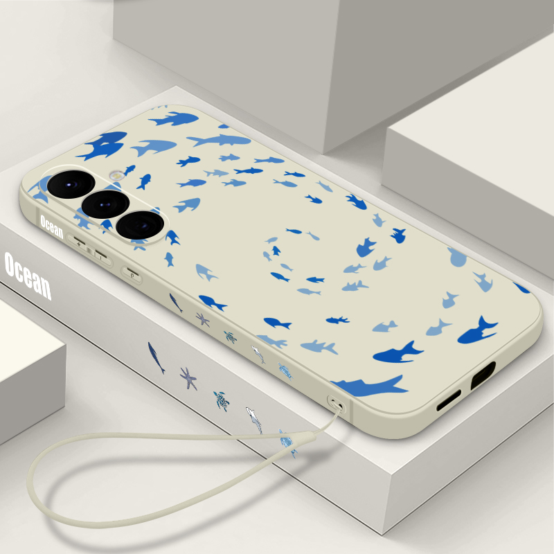 Samsung Galaxy A55 - Fish Patterned Lanyard Phone Case For